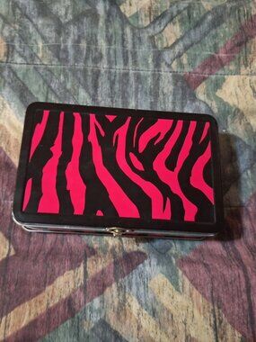 Cute Zebra Print Metal Storage Tin / Makeup Organizer Case